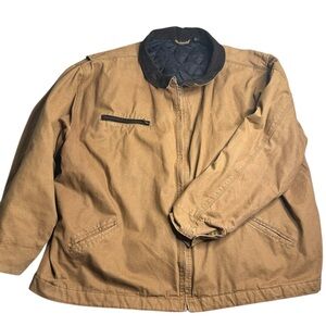 Dunbrooke Tan Canvas Work Jacket 5XL Brown Corduroy Collar Quilted Lining‎